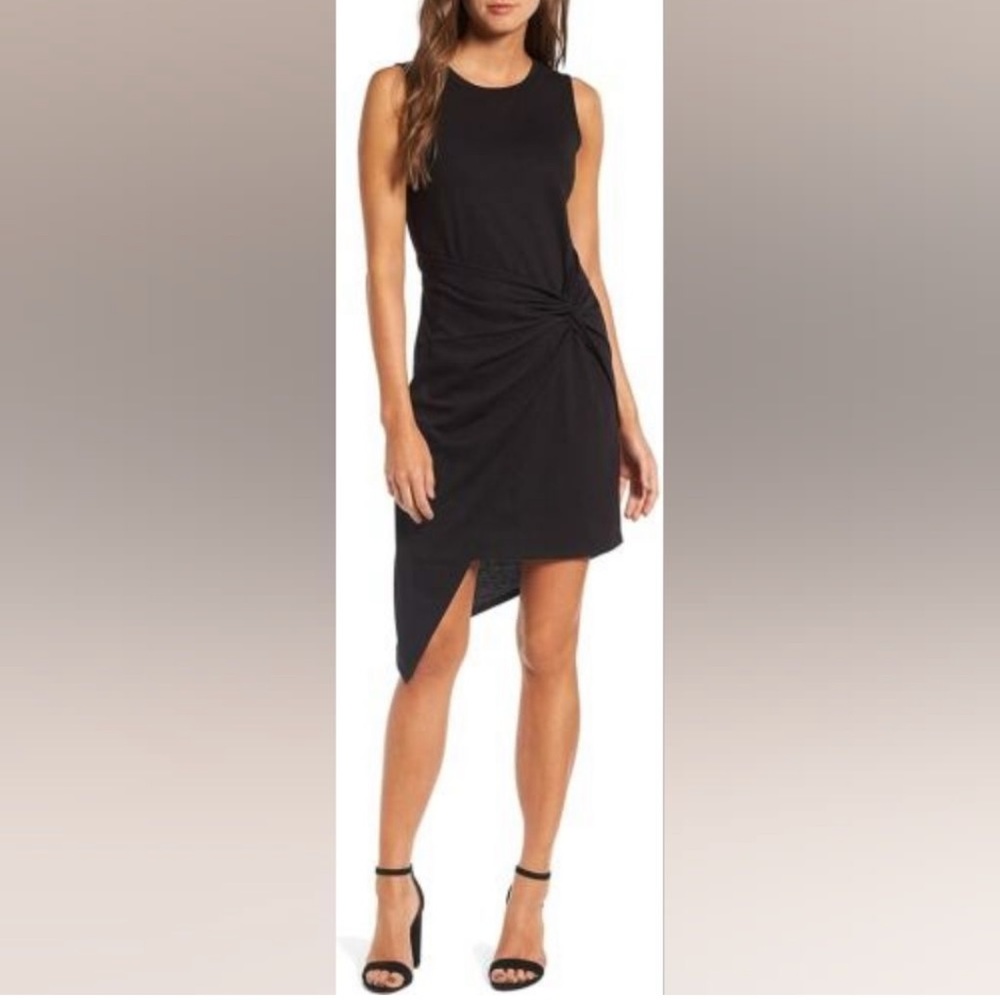 Chelsea 28 sleeveless dress round neck tie front twist asymmetrical
